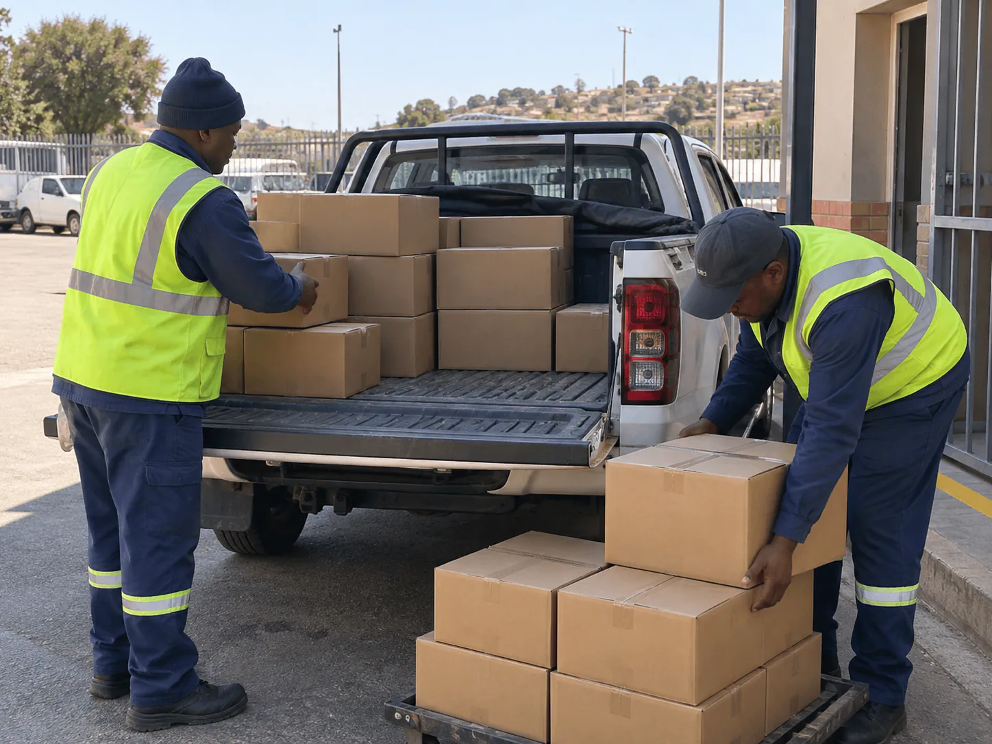 Seldariah Trading team loading boxed supplies for delivery